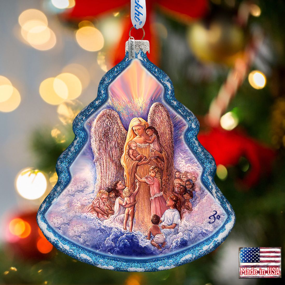 Angel of Piece Glass Ornament by Josephine Wall - Nativity Holiday Decor - 762-403-JW-0