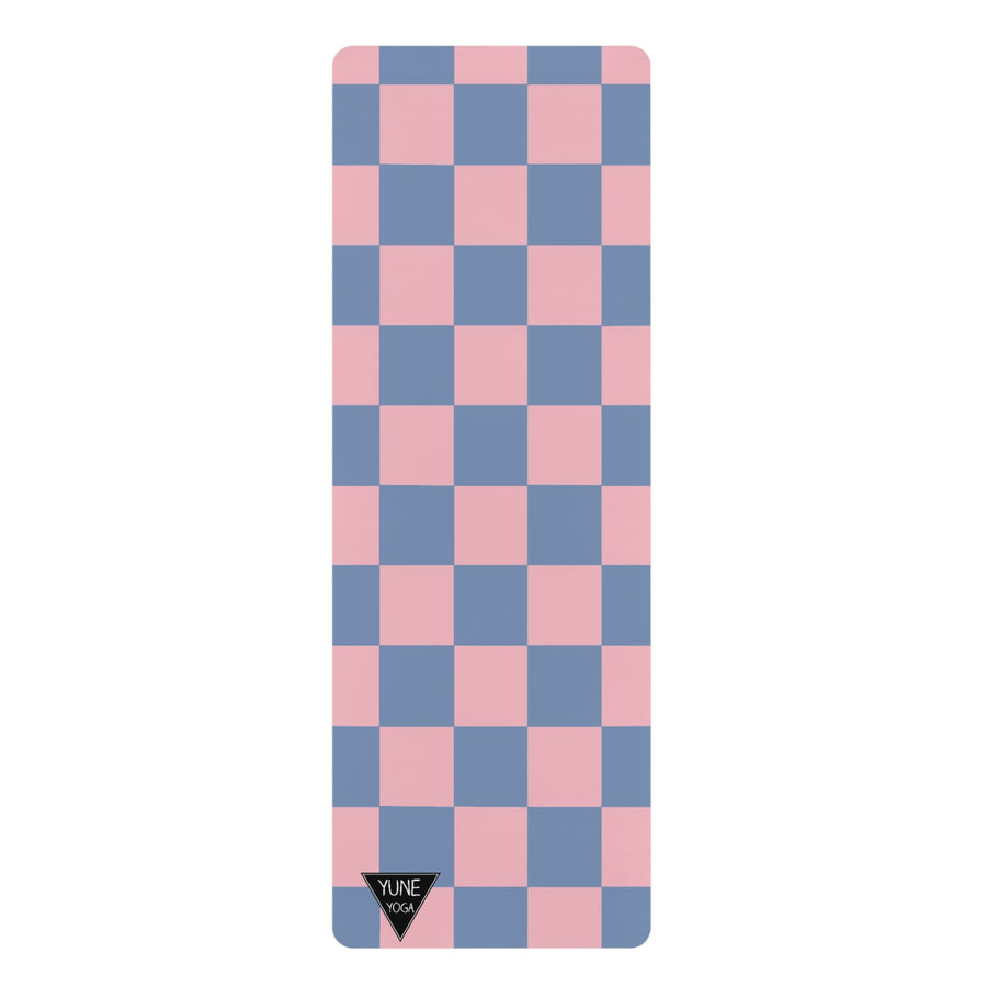 Checker Pattern Pink and Blue Natural Rubber Yoga Mat