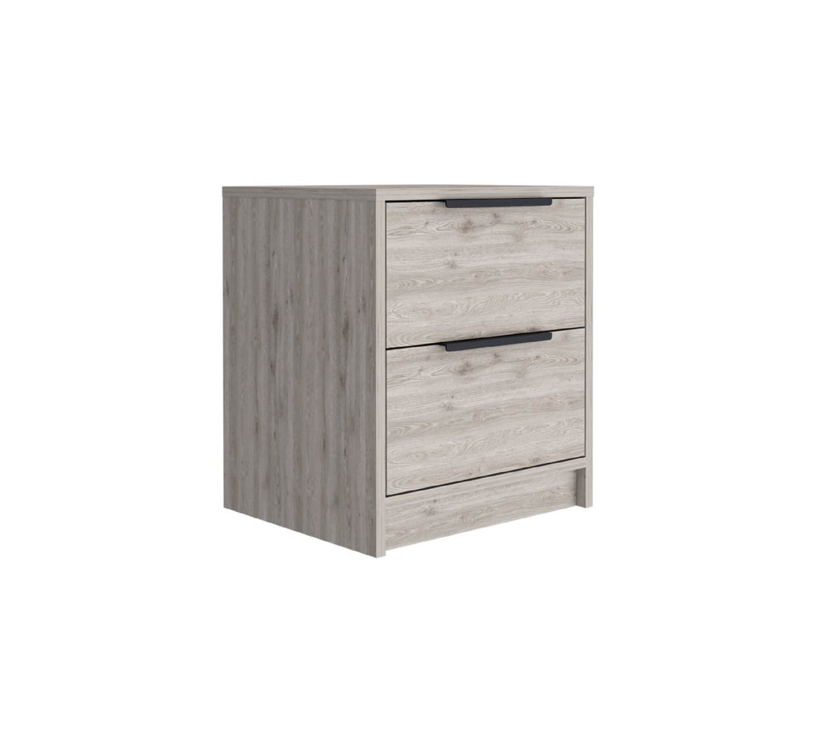 19" Light Gray Two Drawer Faux Wood Nightstand-0