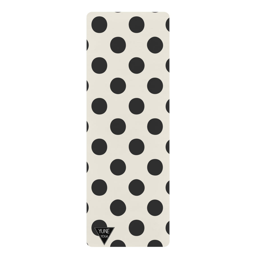 Polka Dot Pattern Black Natural Rubber Yoga Mat