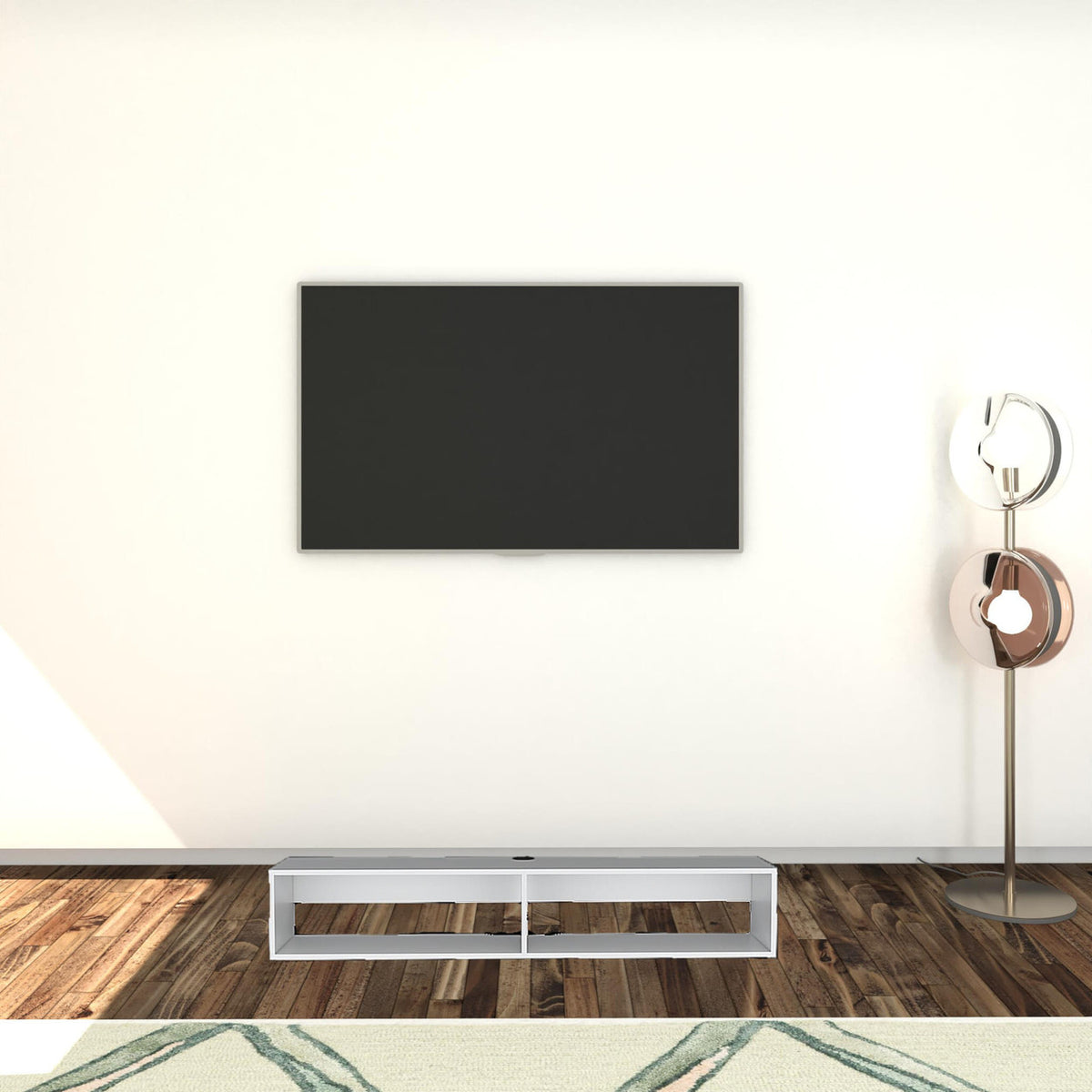 59" White Floating Mount TV Stand-0