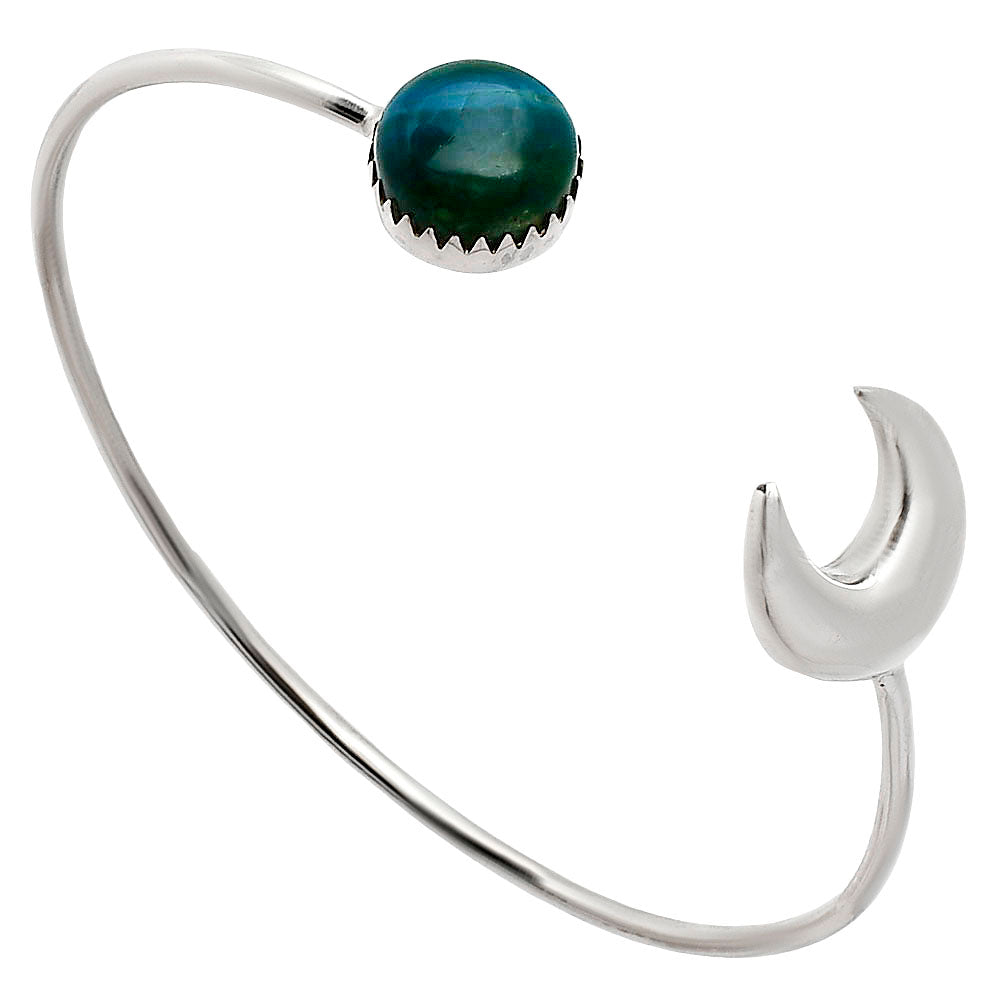 Premium Crescent Moon Azurite Chrysocolla Cuff Bangle Bracelet B-1046 58-EB10580-1