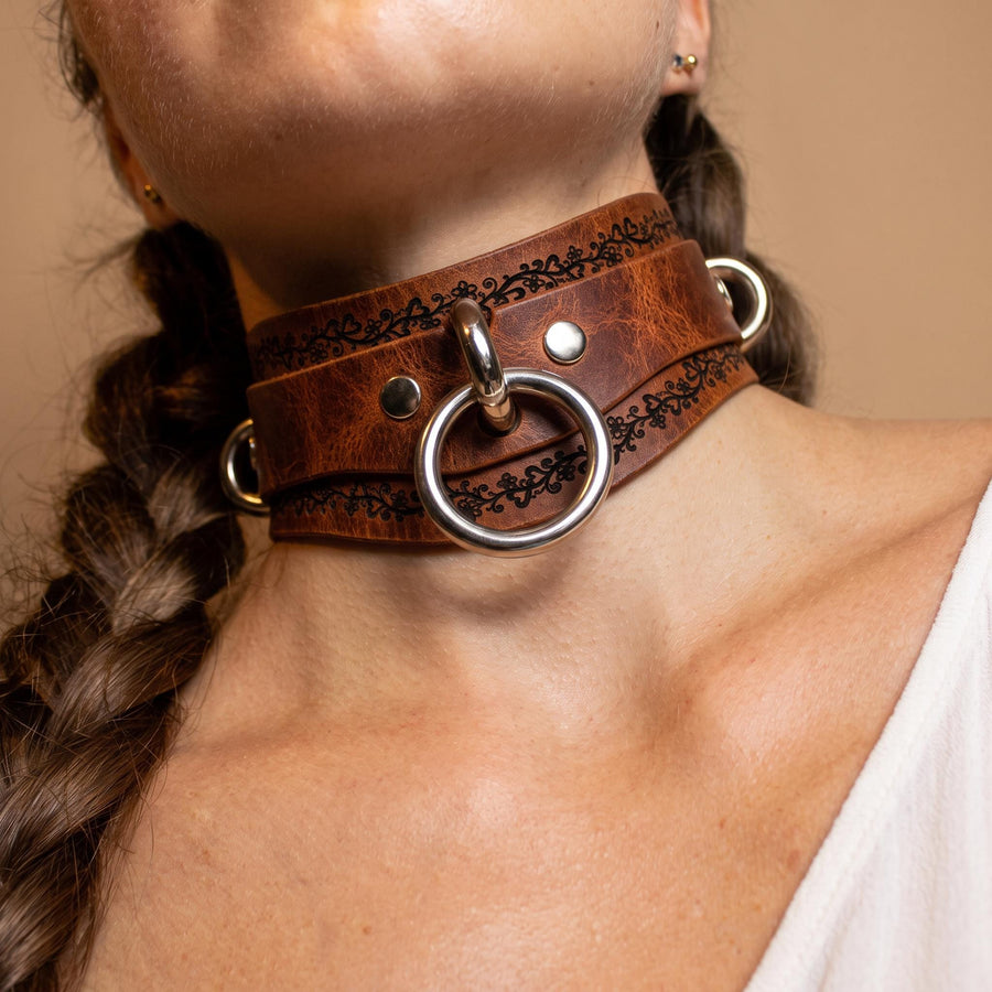 leather o ring collar, Minimal Italian Leather Necklace, Everyday