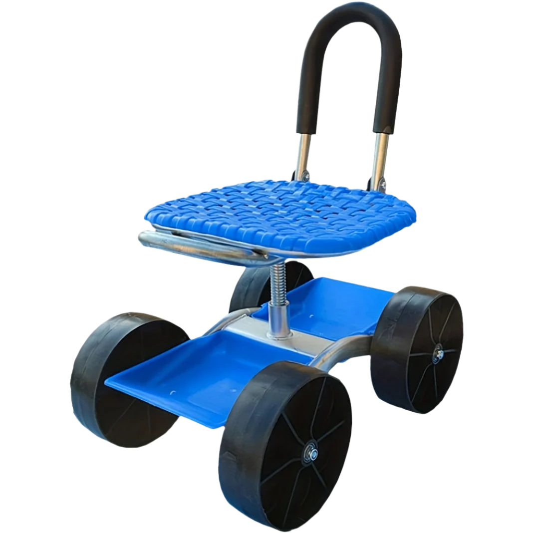 4-Wheel Rolling Garden Chair Swivel Seat-0