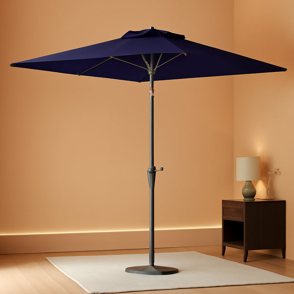 Rectangular Patio Dining Umbrella 6.6x10ft Navy Tilt-0