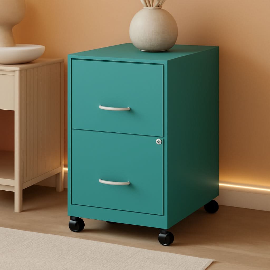 Teal LYS SOHO File Mobile Cabinet Locking Drawers 18 Inch-0
