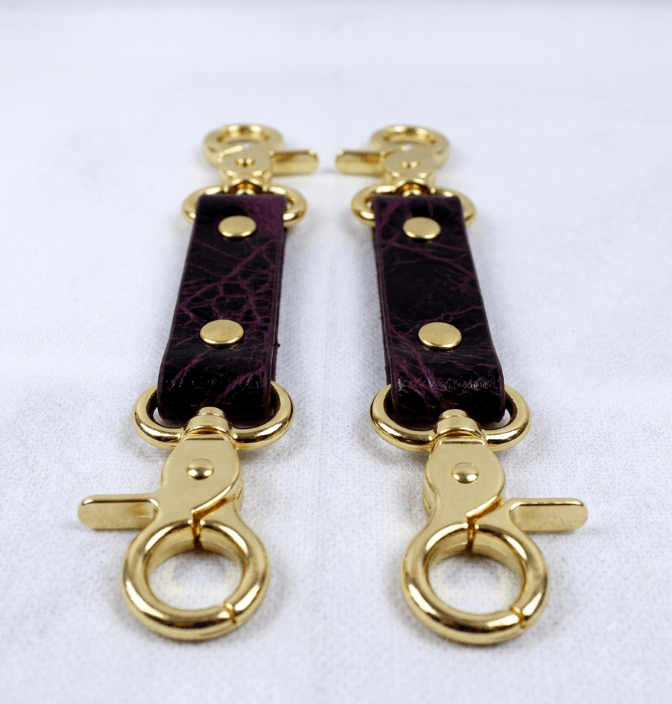 BDSM Connectors Marble Purple Leather Strap with Gold Hardware-0