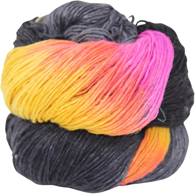 Knitsilk Silk Roving Worsted Yarn 100% Recycled & Hand-Dyed |100 gm,225 Yards | London-0