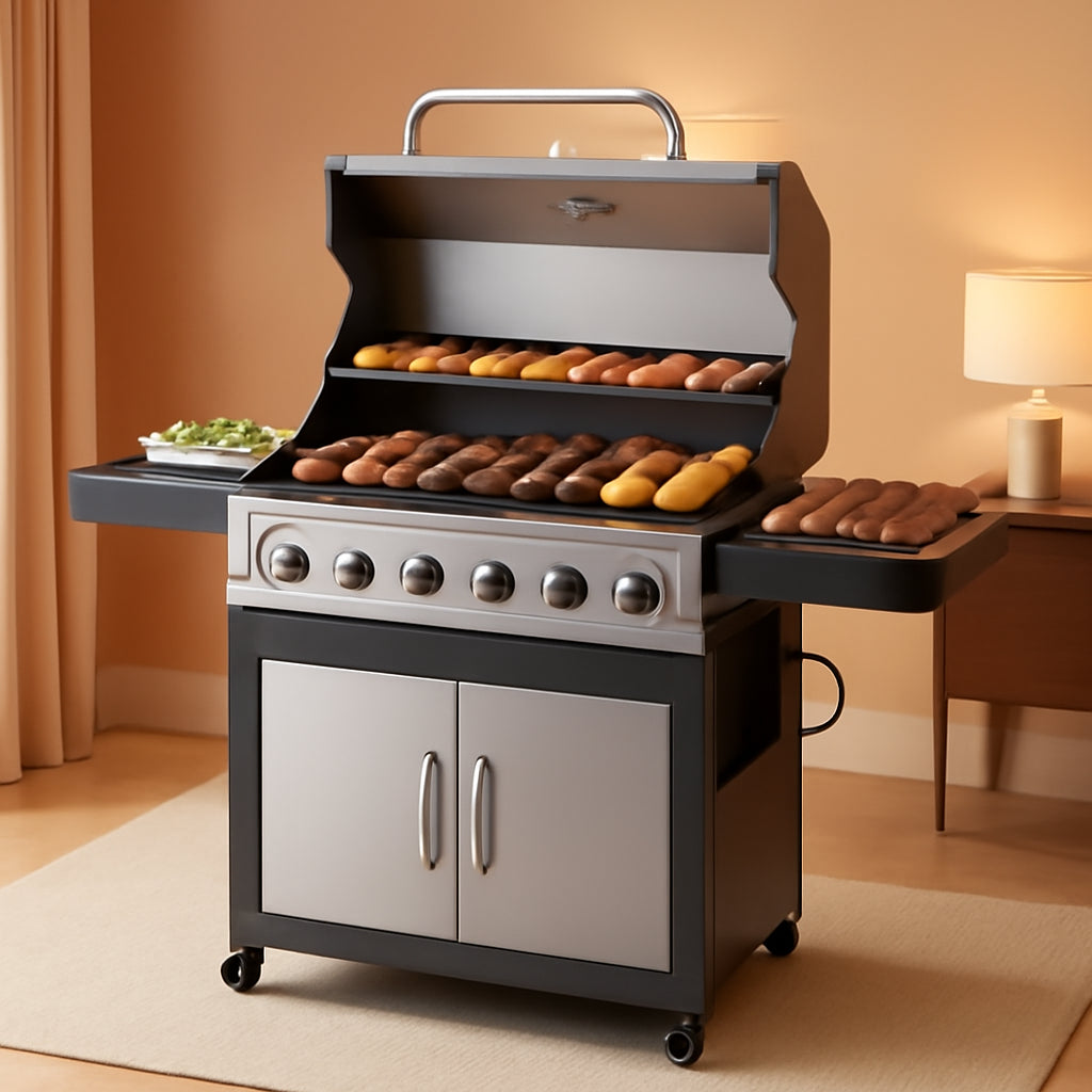 Six Burner Propane Grill 60000 BTU Outdoor Grilling-0