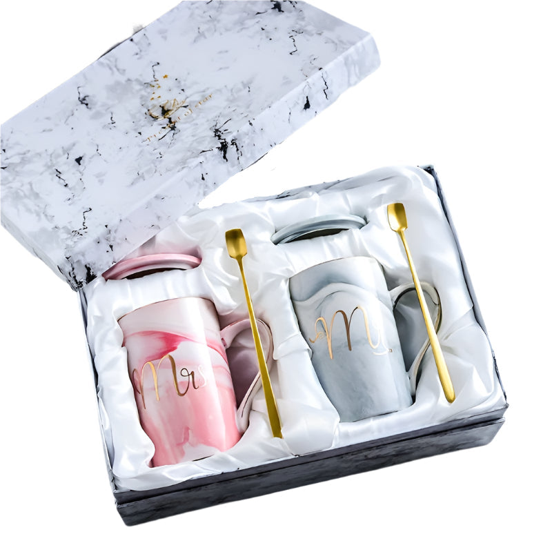 Chic Marble Ceramic Coffee Mug Set