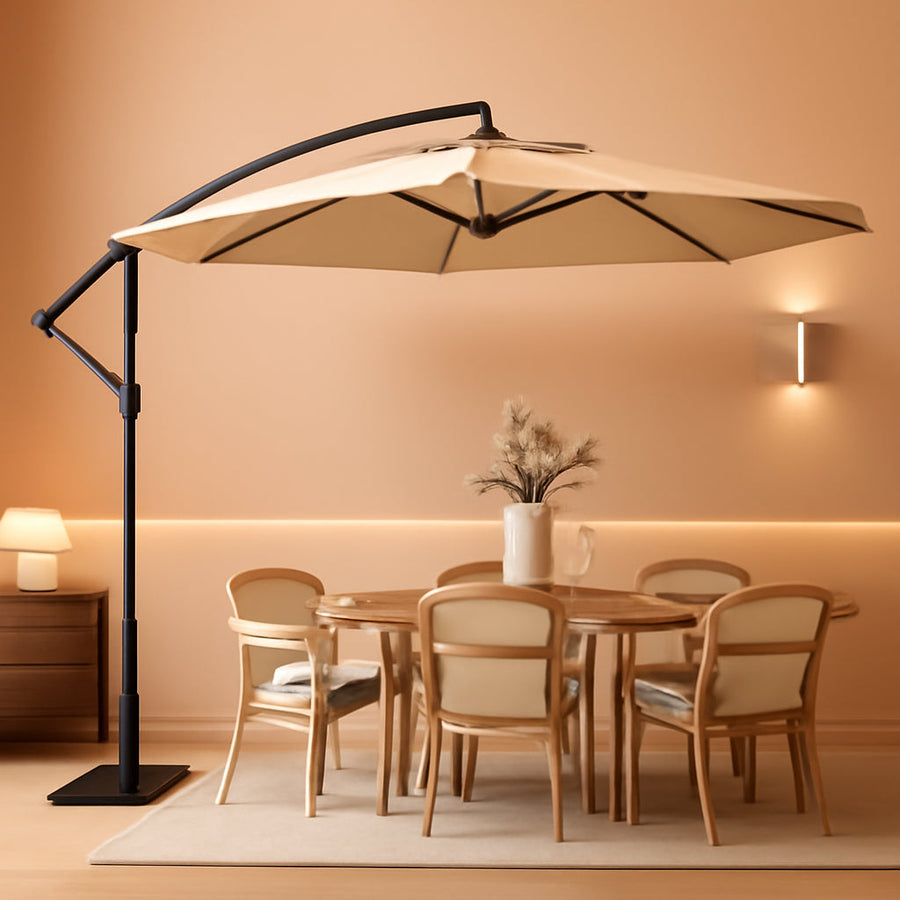 10Ft Beige Patio Umbrella Outdoor Weatherproof Coverage