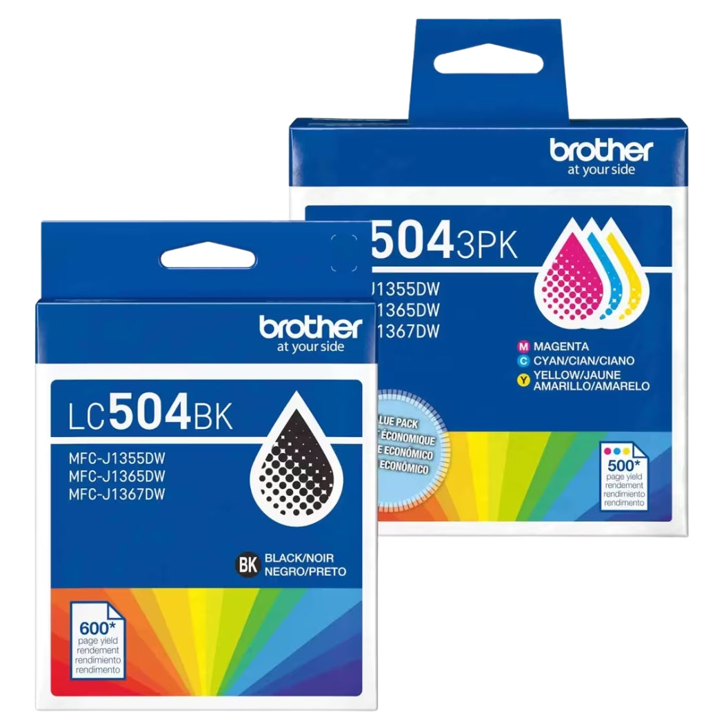Original Brother LC504 Standard Yield Multi-Color (BCMY) Ink Cartridge, 4-Pack-0
