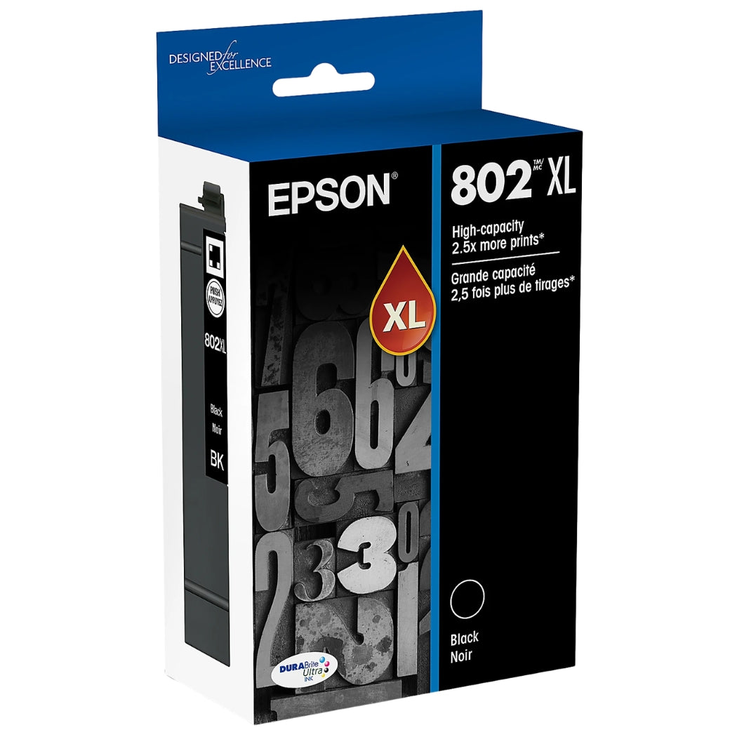 Original Epson T802XL High Yield Black Ink Cartridge, T802XL120-0