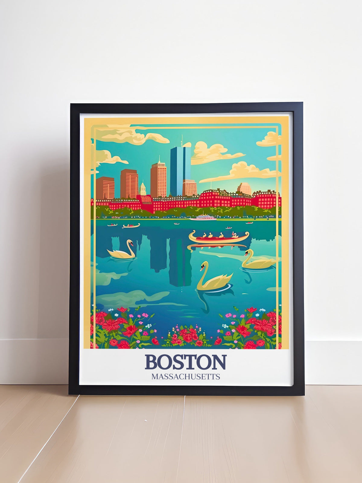 Boston Travel Print - Charles River Wall Art - Boston Financial District Travel Poster - Boston Wall Print-0
