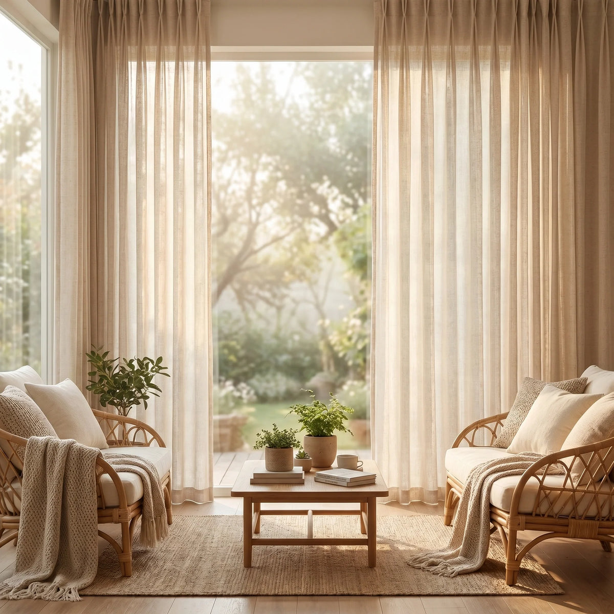 Phoebe Soft Oat Linen Sheer Curtain-0