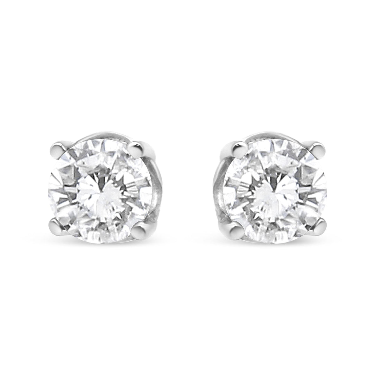 14K White Gold 3/4 Cttw Lab Grown Diamond 4-Prong Classic Stud Earrings (F-G Color, VS2-SI1 Clarity)-0