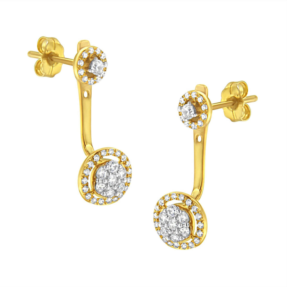 14K Yellow Gold Plated .925 Sterling Silver 5/8 Cttw Diamond Removable Stud and Dangle Earrings (I-J Color, I2-I3)-0