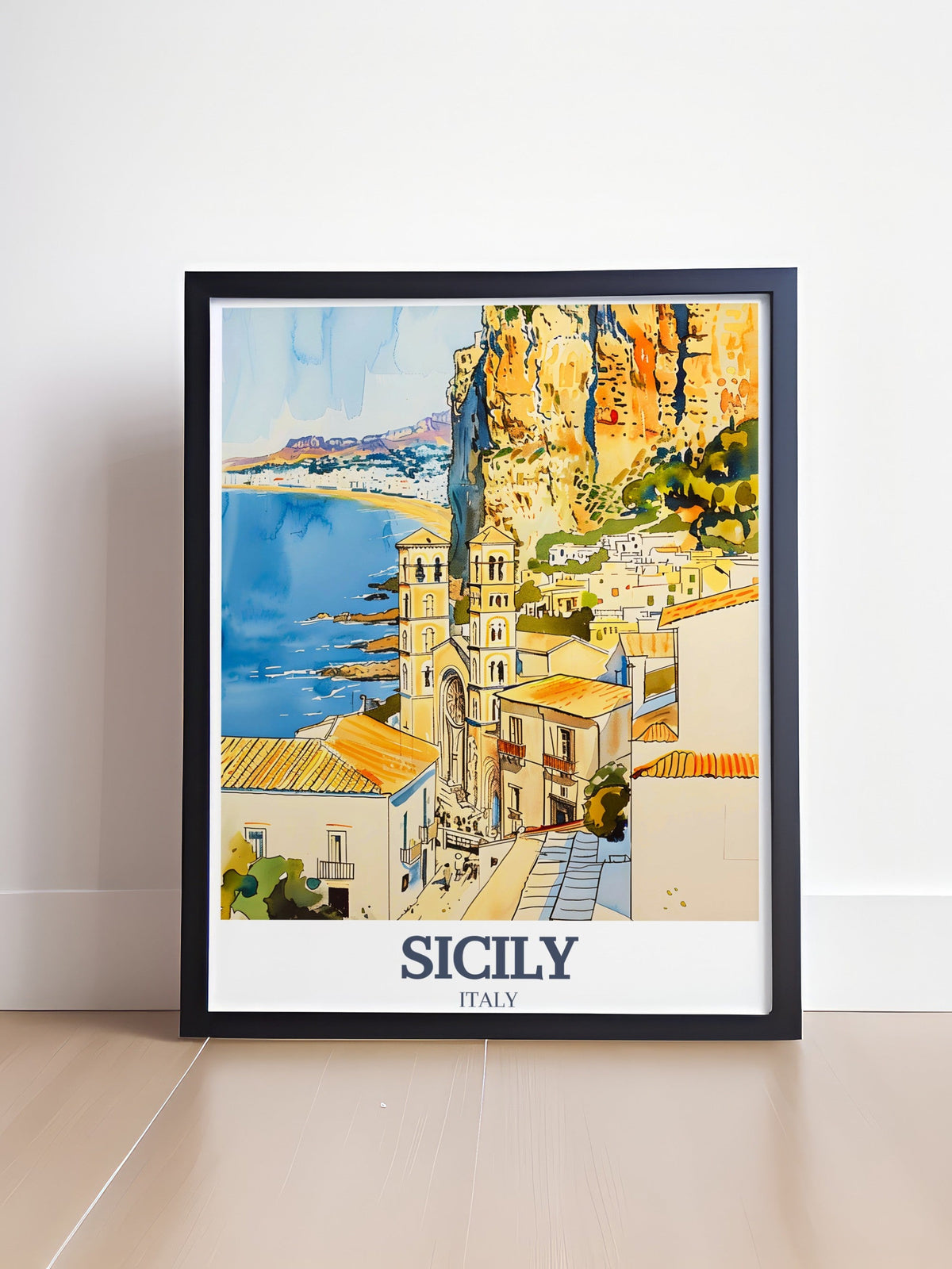 Sicily Art Print - Cefalù Travel Print - La Rocca Canvas Art - La Rocca Travel Poster-0