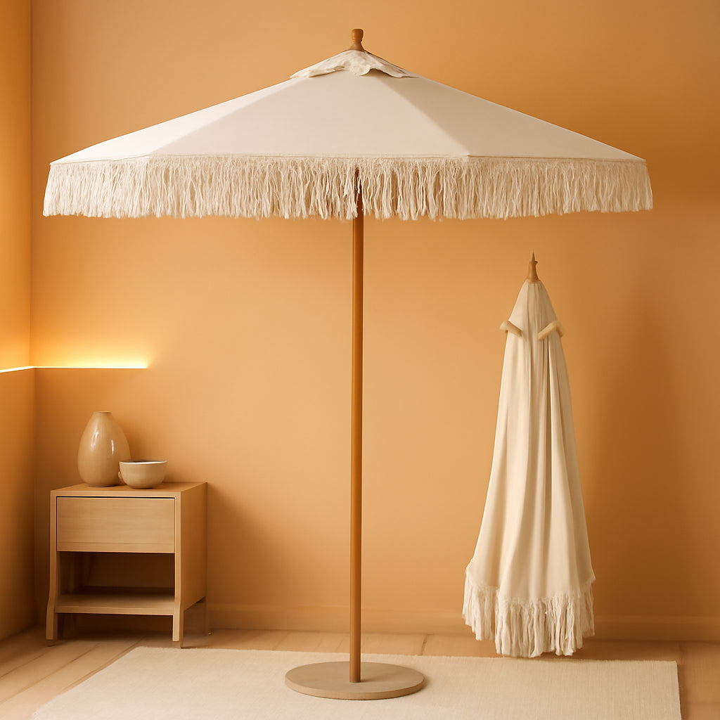 9 Ft Patio Umbrella Weather Resistant UV Protection Canvas-0