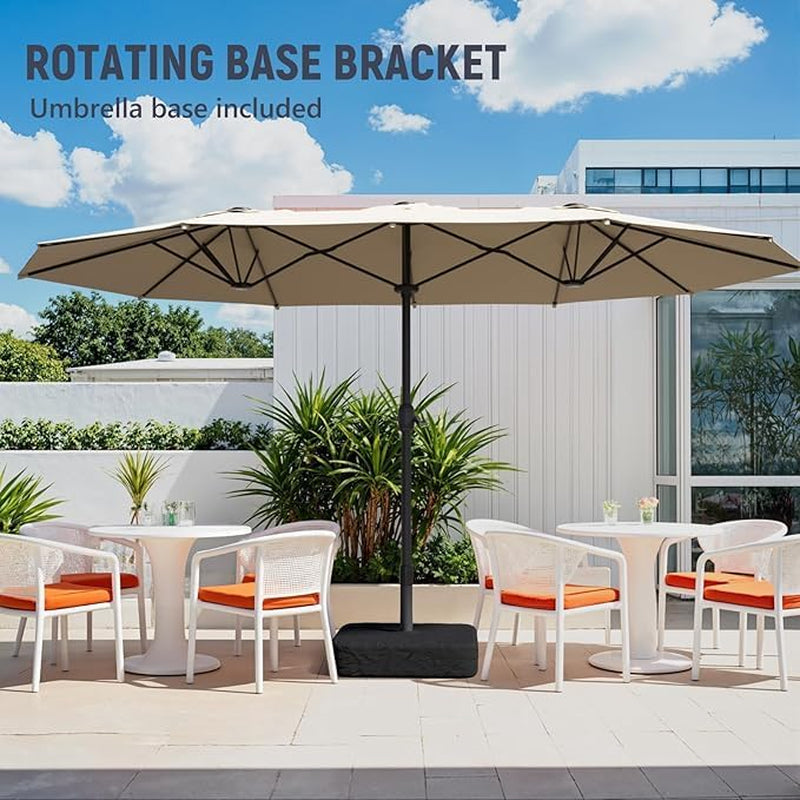 15Foot Double Sided Patio Umbrella With Crank Handle
