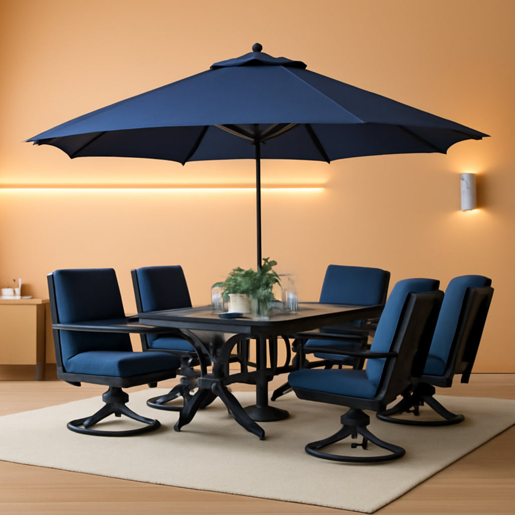 14 Foot Waterproof Rectangular Reversible Patio Umbrella-0