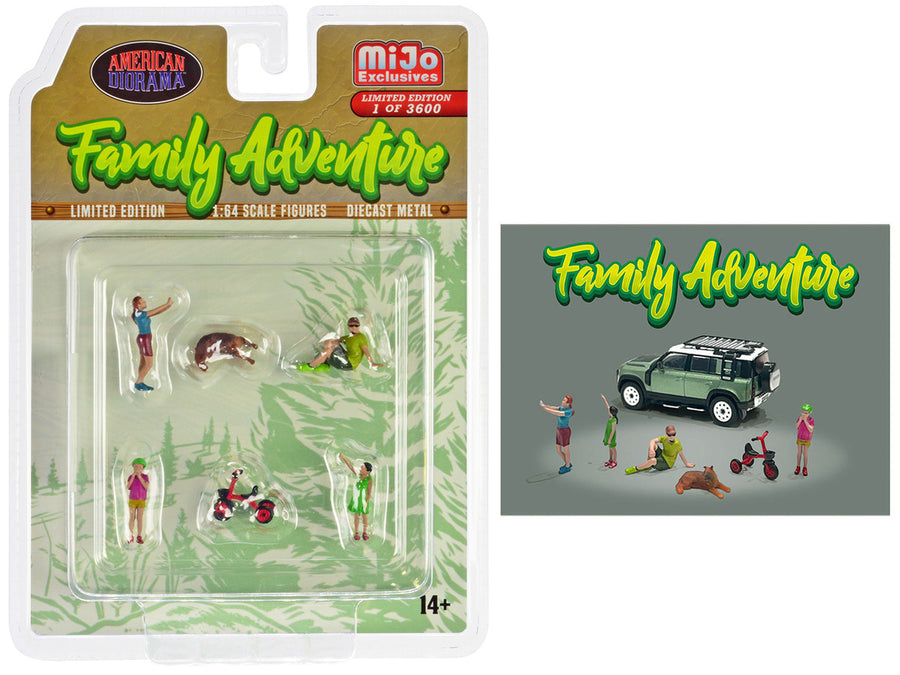 American Diorama Family Adventure 1:64 Diecast Figure Set, 6 Pieces