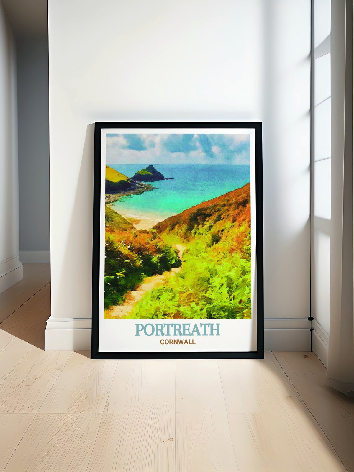 Portreath Art Print - Basset’s Cove Home Decor - Cornwall Canvas Art - Cornwall Travel Poster-0
