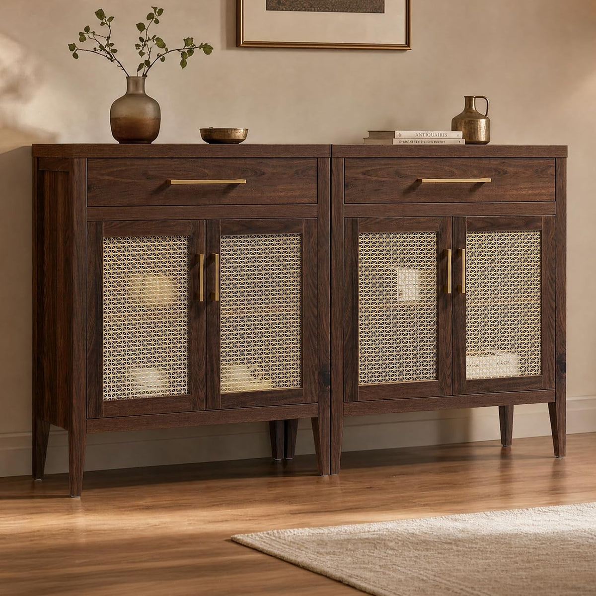 SICOTAS 60 Inch Adjustable Walnut Sideboard Storage Cabinet-0