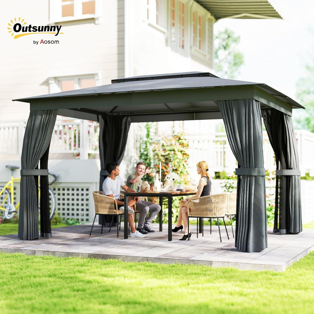 10x12 Foot Weather Resistant Gazebo With All Weather Roof-1
