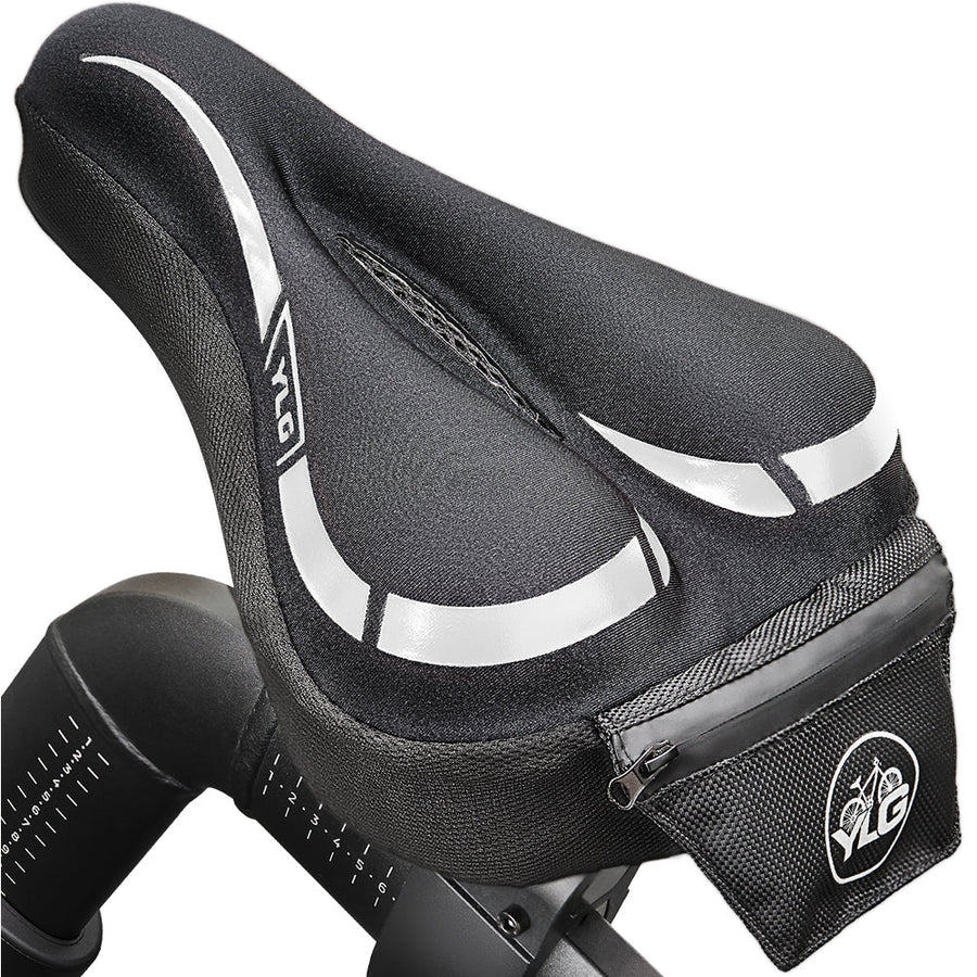 YC 7, YLG Silver White Memory Foam Bike seat Cover  11" x 7" White