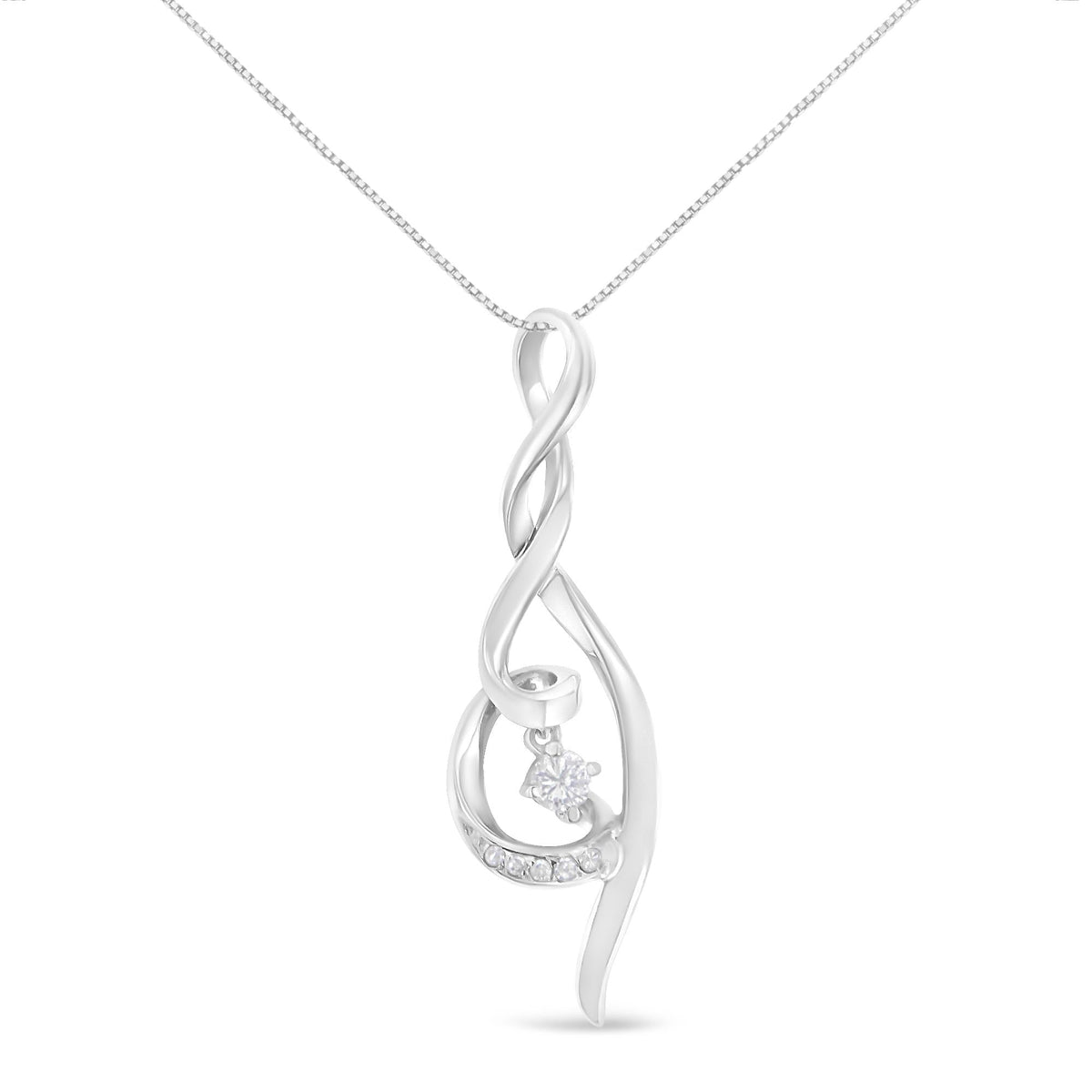 Espira 10K White Gold 1/10 cttw Diamond Swirl Pendant Necklace (I-J, I1-I2)-0