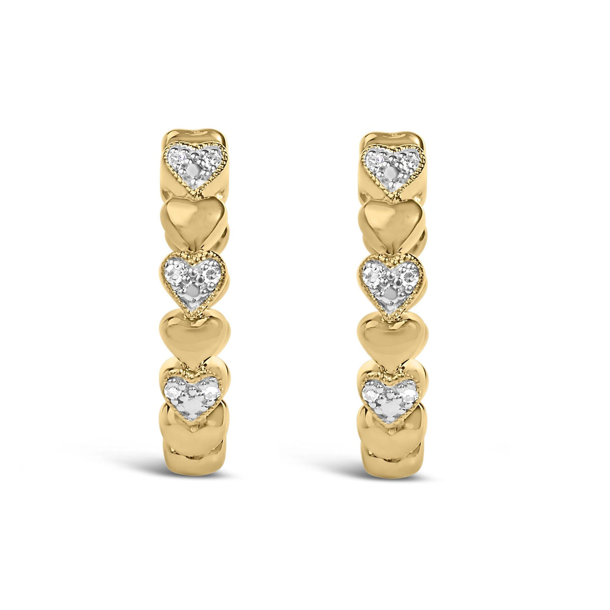 Gold Vermeil Diamond Accent Mini Heart Hoop Earring-0