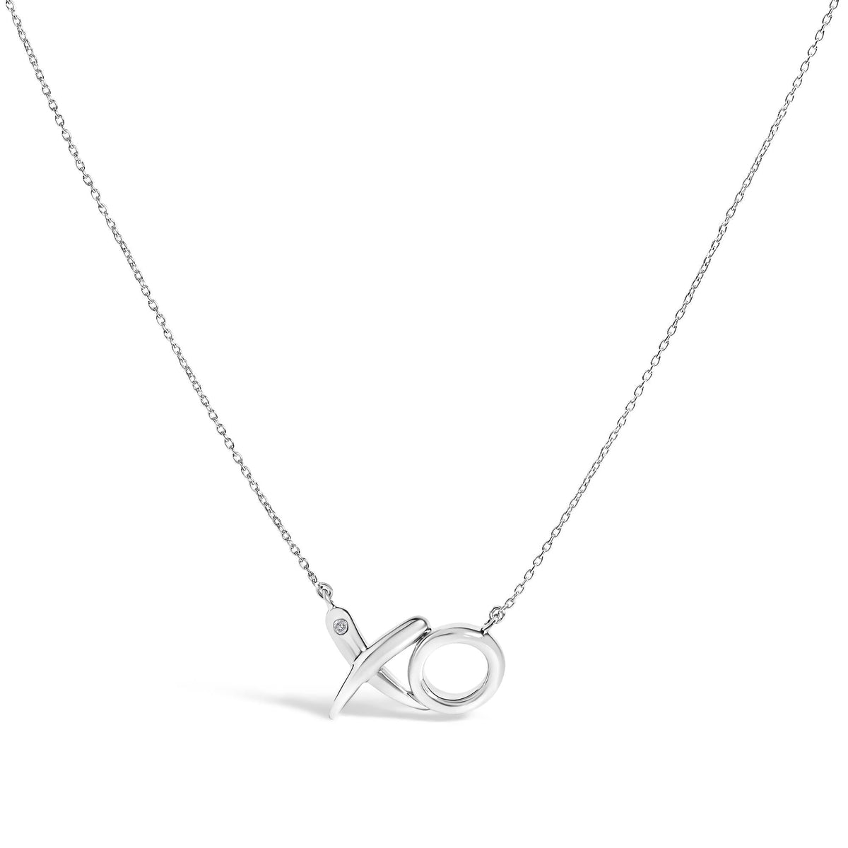 Sterling Silver Diamond Accent XO Pendant Necklace-0