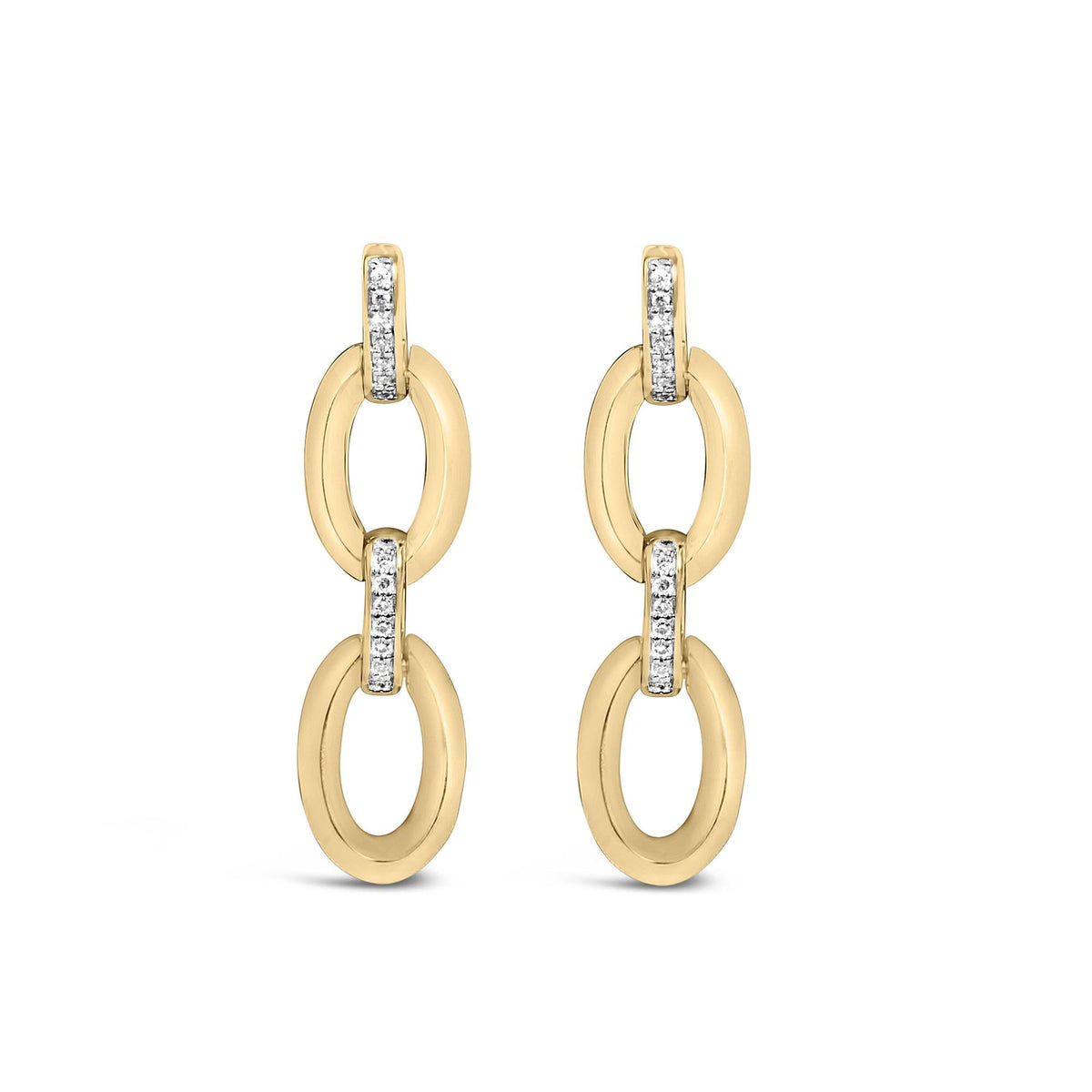 Gold Vermeil Diamond Accent Bold Oval Link Earring-0