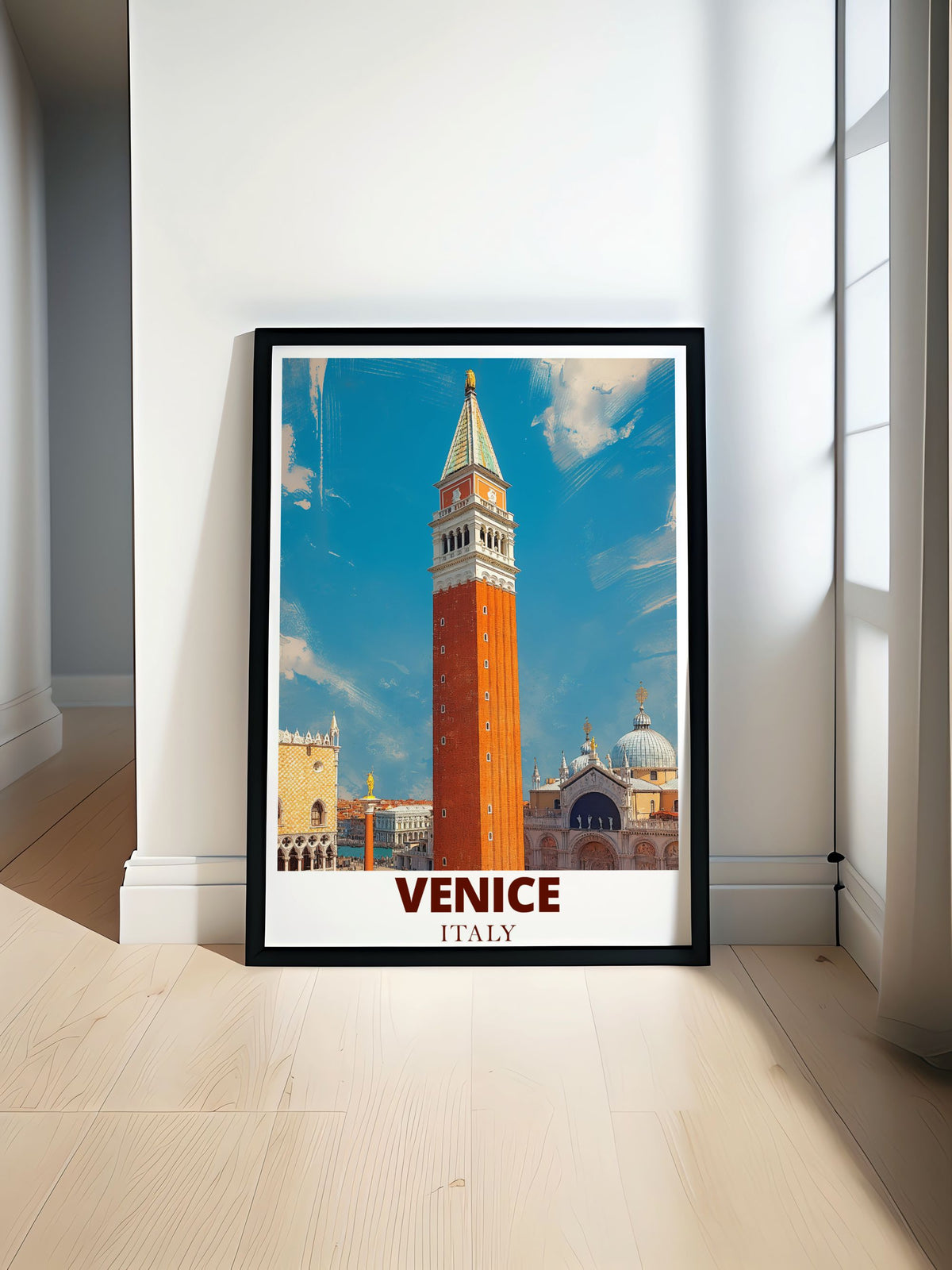 Venice Stunning Travel Poster Campanile Beautiful Wall Art Italy Stunning Living Room Decor-0