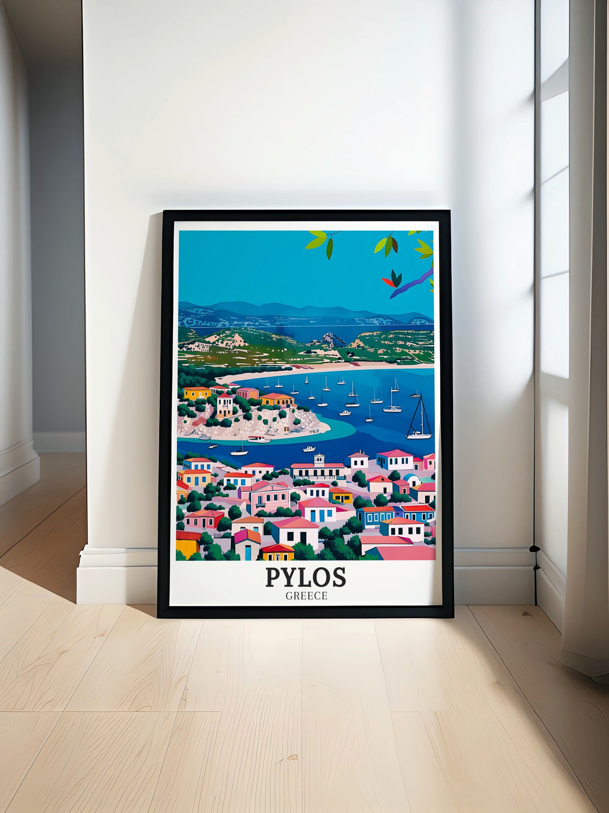 Pylos Travel Print - Voidokilia Beach Art - Gialova Lagoon Wall Art - Pylos Travel Poster - Greece Poster Print-0