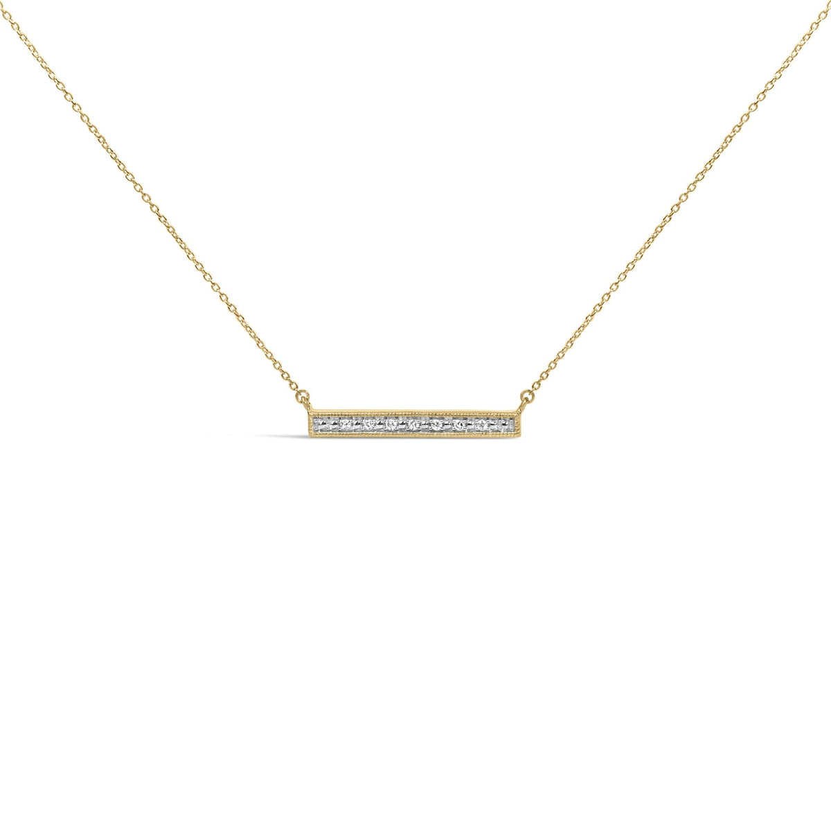 Yellow Gold Plated Diamond Accent Bar Pendant Necklace-0