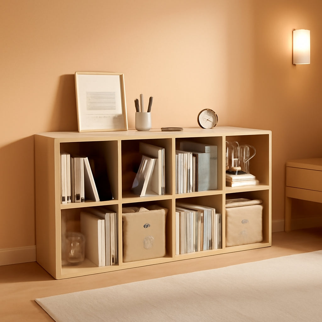 Eight Cube Organizer Bookcase Stackable Open Shelf Oak-0