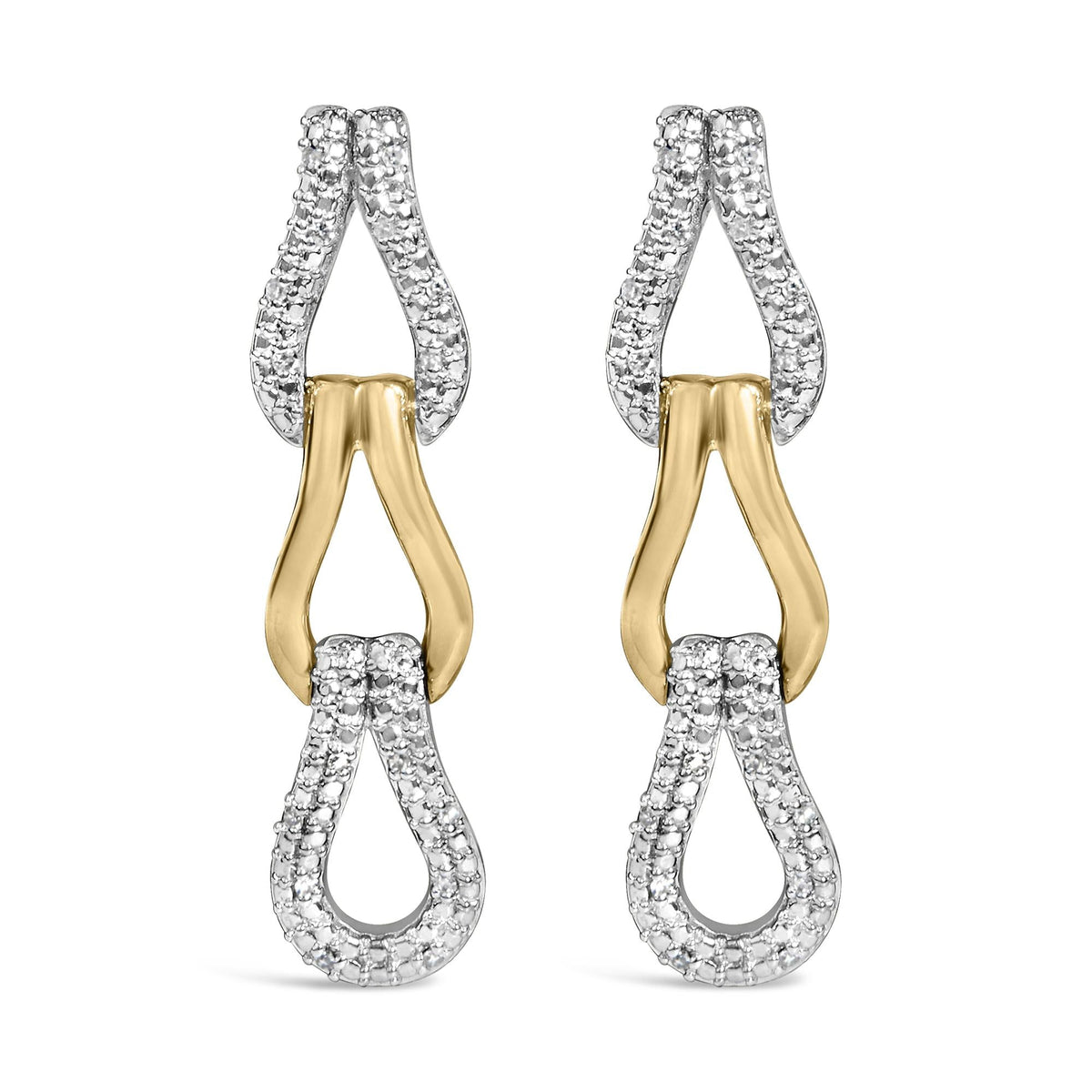 Gold Vermeil 1/10 Cttw Diamond Bold Knot Link Earring-0