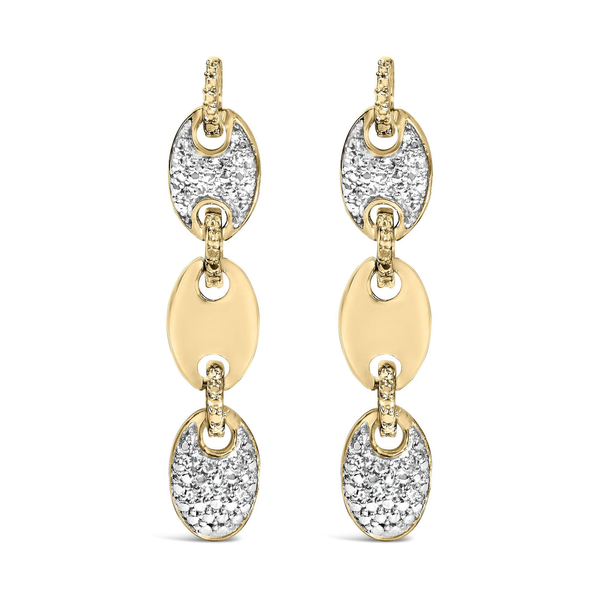 Gold Vermeil 1/10 Cttw Diamond Bold Disc Link Earring-0