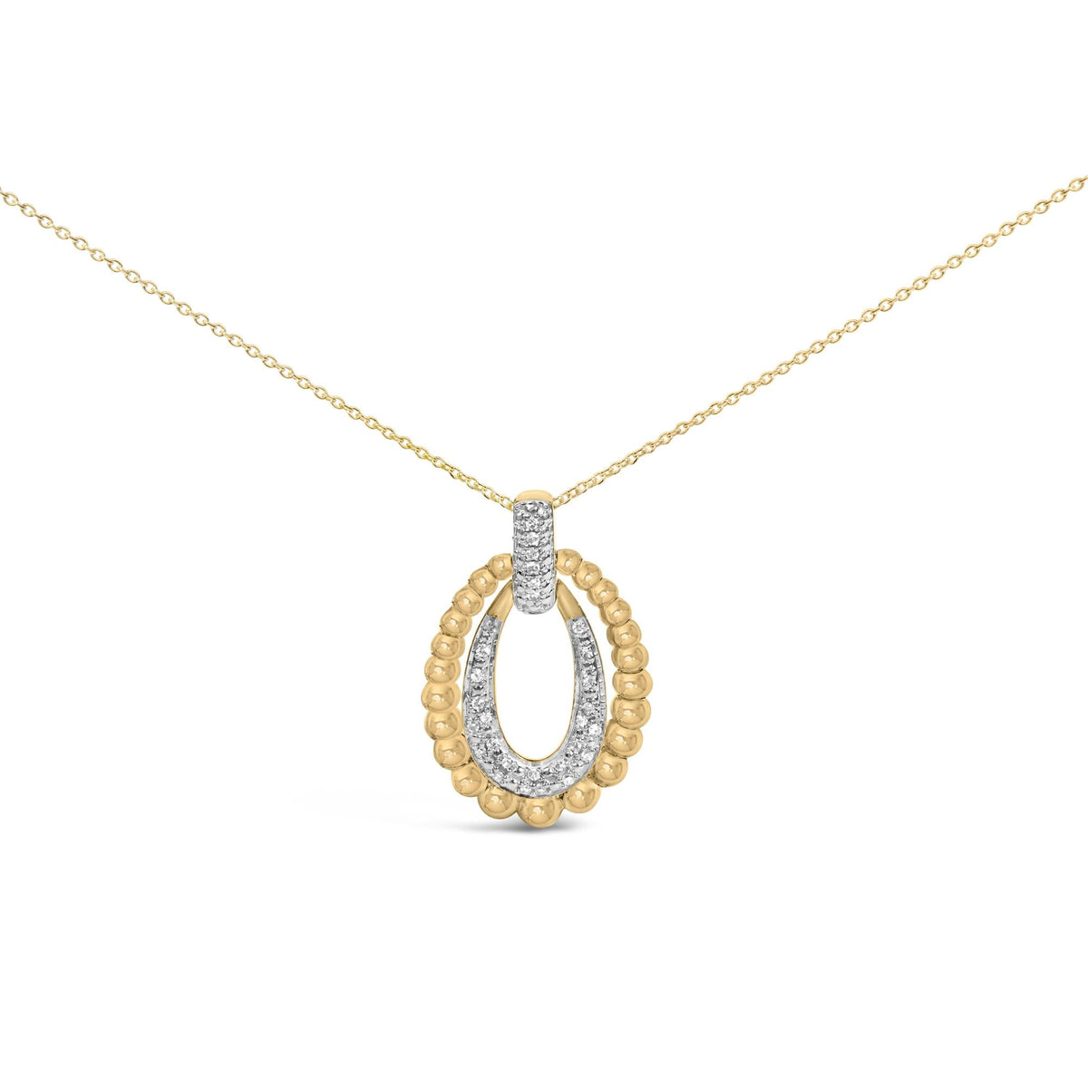Gold Vermeil 1/10 Cttw Diamond Bold Bead Pendant Necklace-0