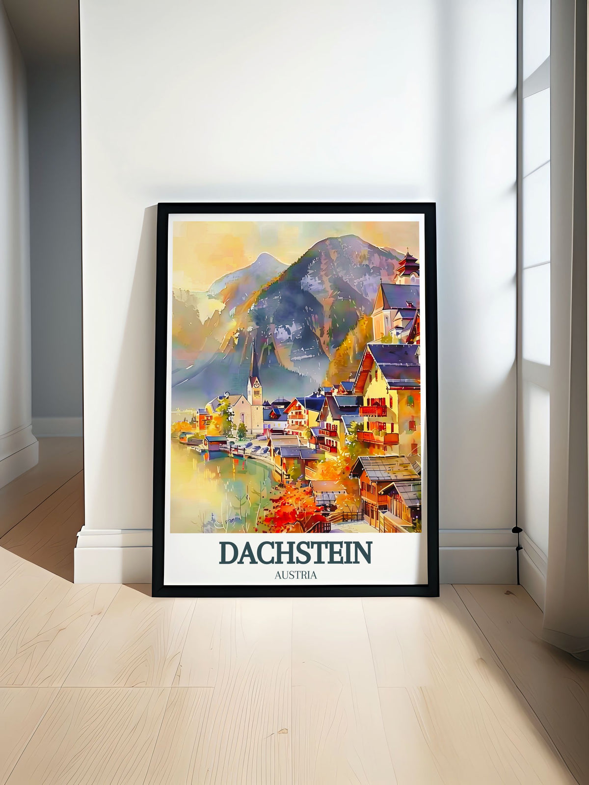 Dachstein Artwork Hallstatt Lake Modern Prints Village Of Hallstatt Wall Art Austria Travel Prints-0