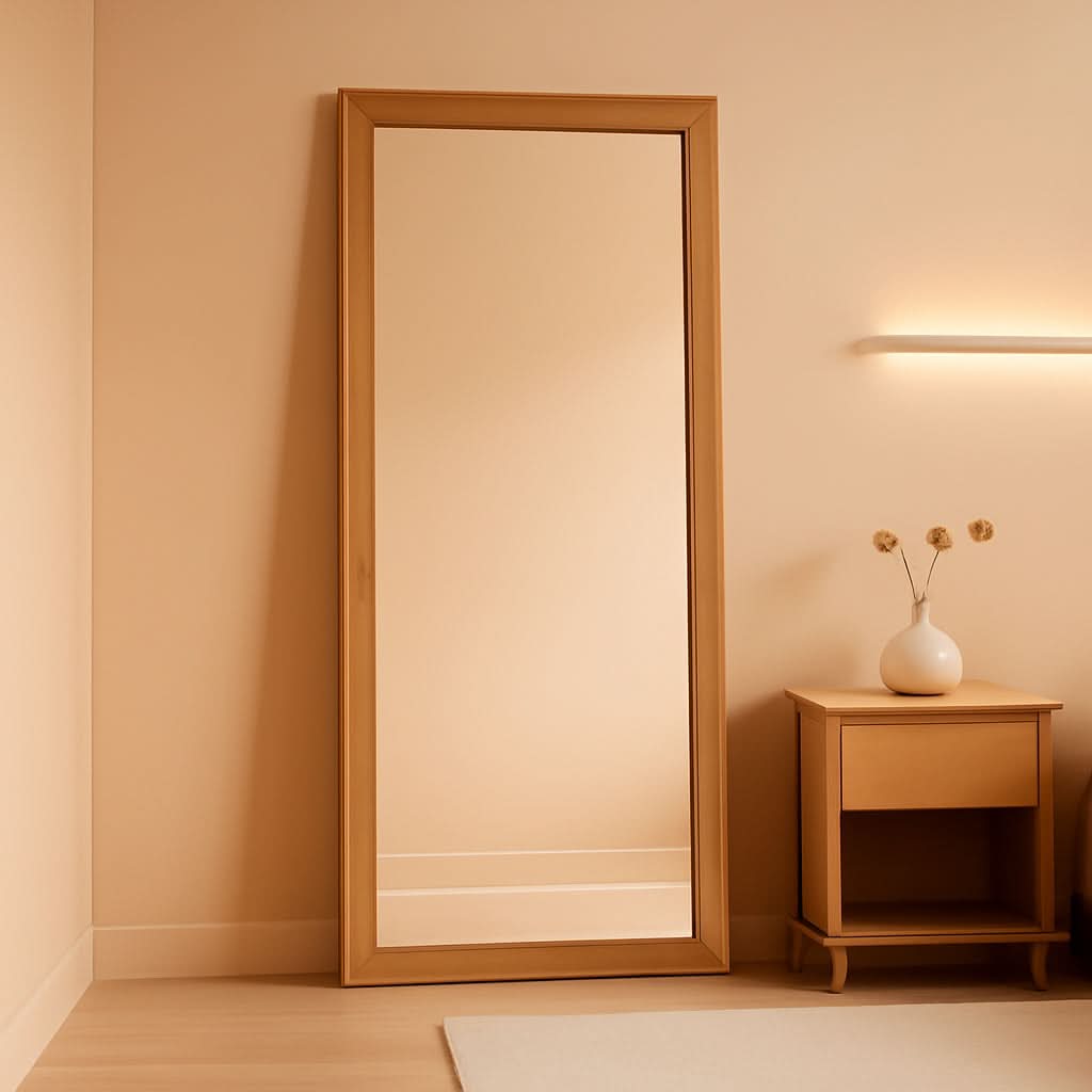 Full Length Mirror 71x32 Walnut Wood Frame Wall Mounted-0