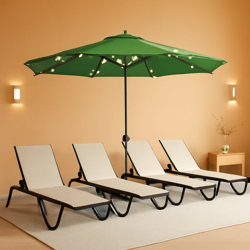 15 Foot Solar LED Double Sided Outdoor Umbrella With Base-0