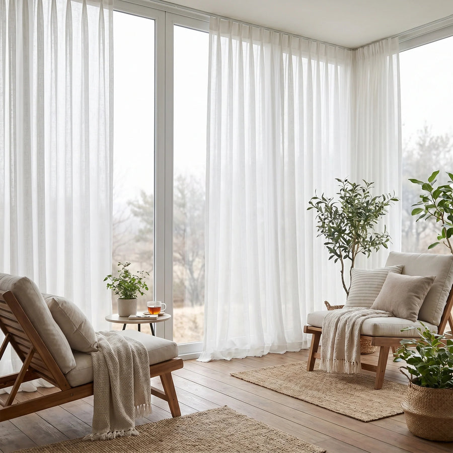 Eos Ivory Veil Linen Sheer Curtain