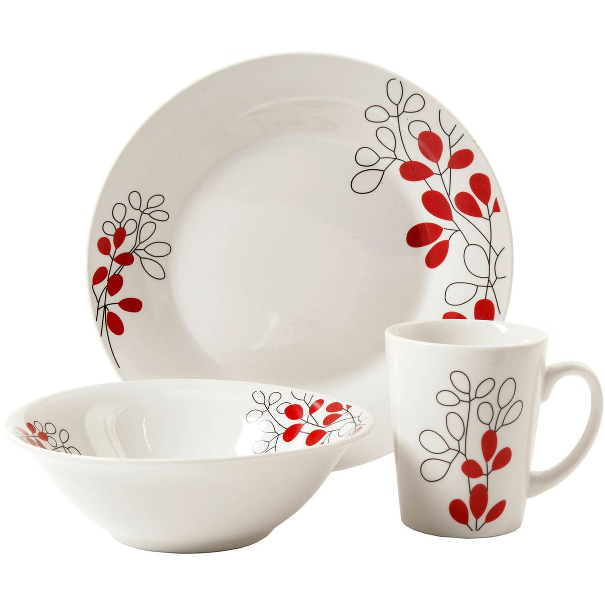 Gibson Scarlet Leaves 12 pc Dinnerware Set-0