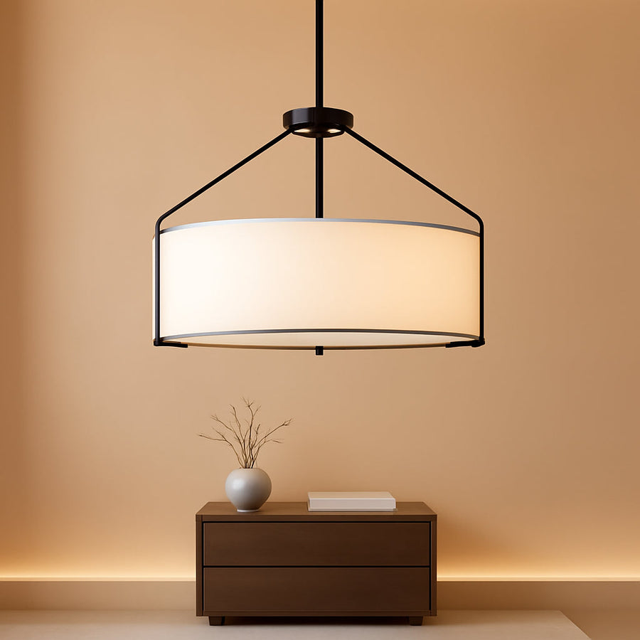 20-Inch Drum Pendant Five-Light Black Light Fixture