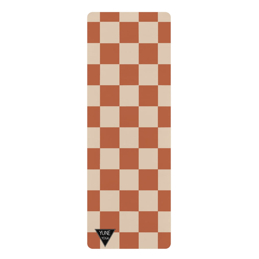 Checker Pattern Brown Natural Rubber Yoga Mat