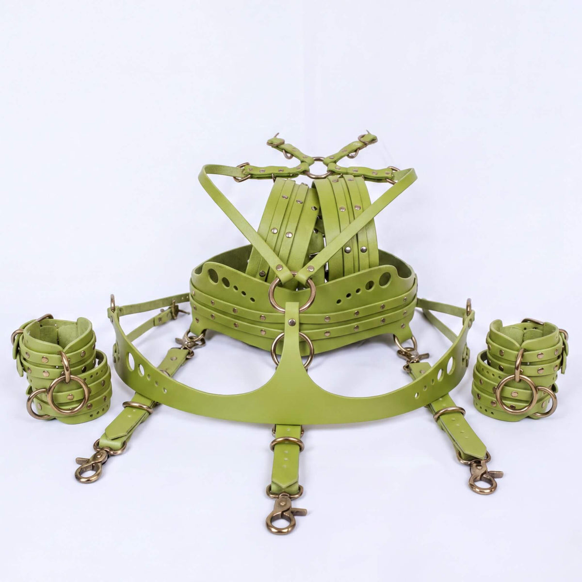 Bondage Gear Avocado Complete BDSM Body Harness Set-0
