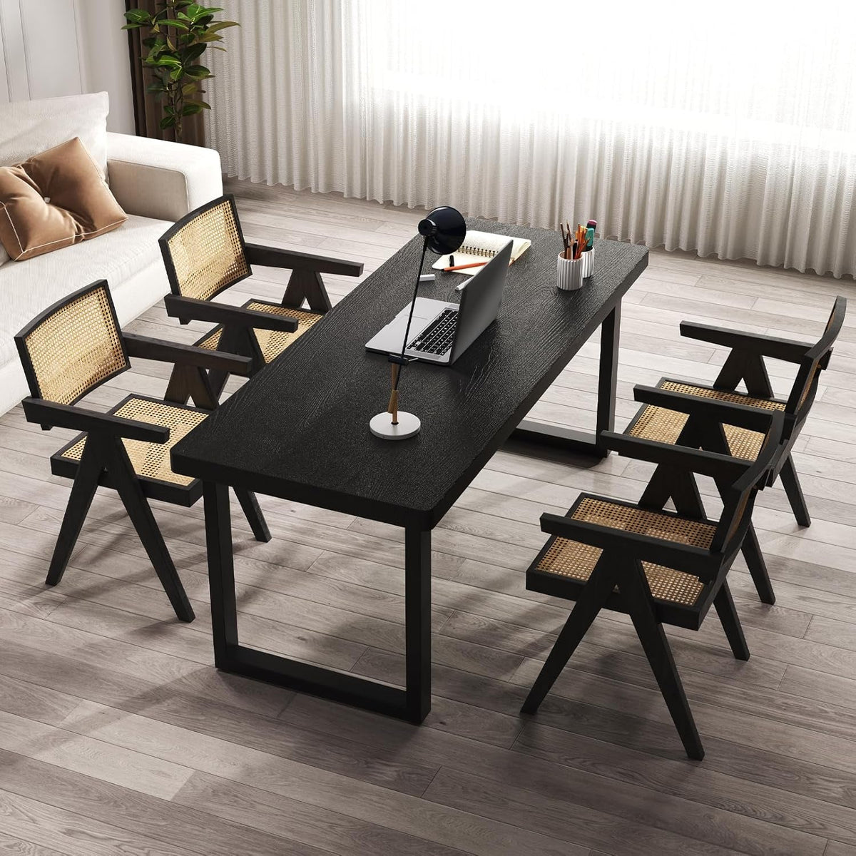 Forty  Seven Inch Black Solid Wood Desk Scratch Resistant Finish-0